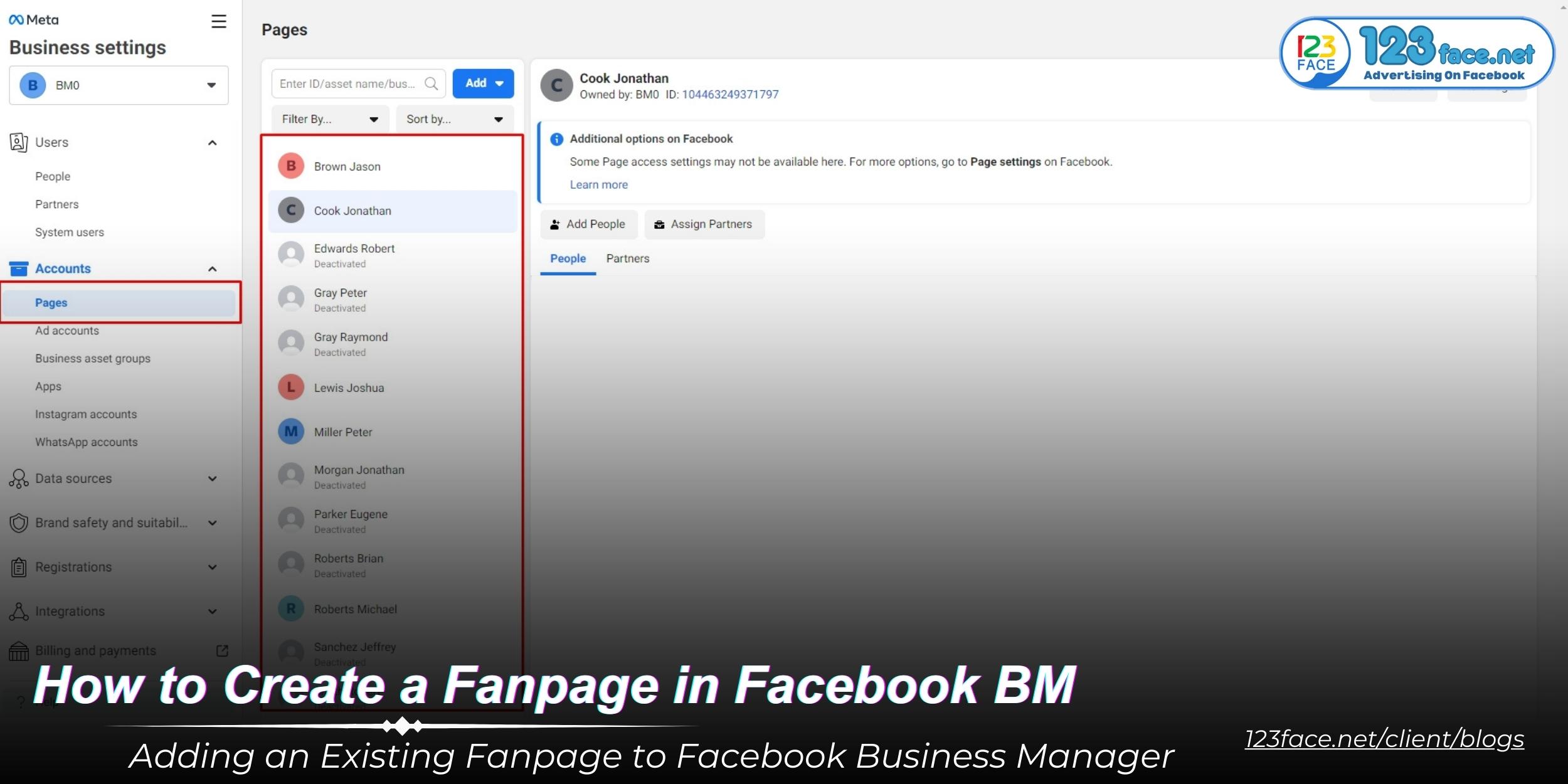 Instructions for creating FanPage and adding FanPage to the business management (BM)